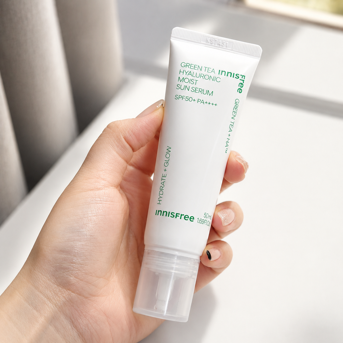 Innisfree Green Tea Hyaluronic Acid Calming Moisture Sun Serum 50ml 1+1