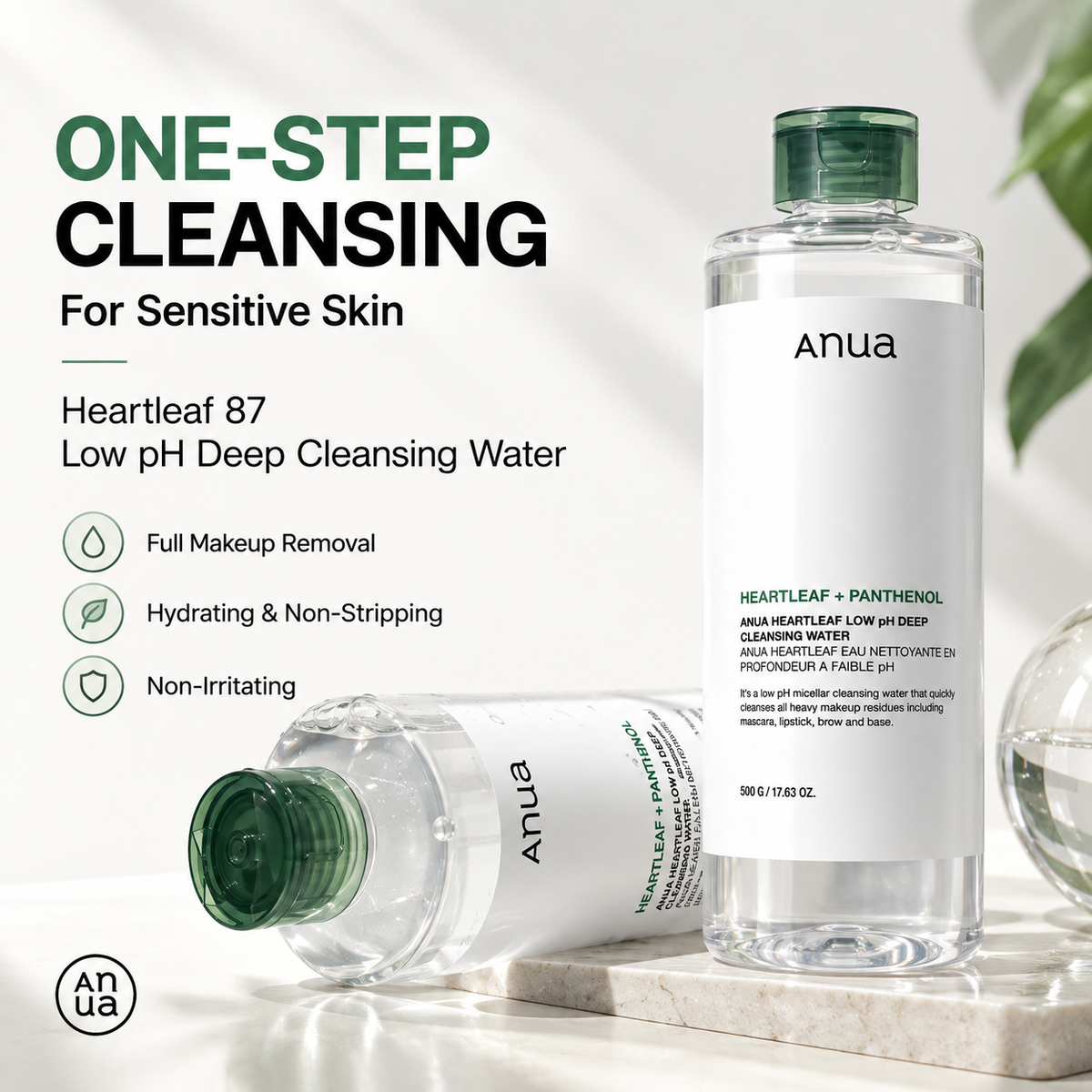 Anua Houttuynia cordata mildly acidic deep cleansing water 500g