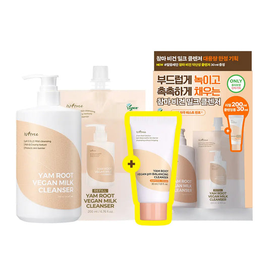 Isntree Yam Vegan Milk Cleanser 220ml Refill Plan (+Refill 200ml+Cleansing Foam 30ml)