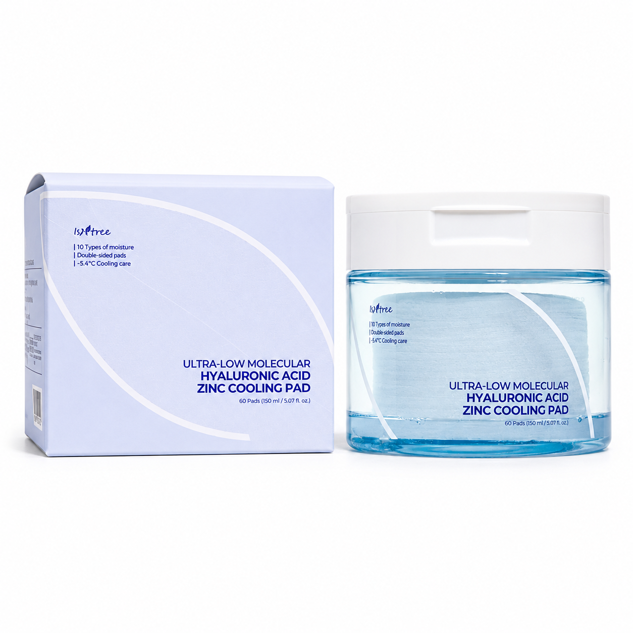 Isntree ultra-low molecular hyaluronic acid zinc cooling pads, 60 sheets