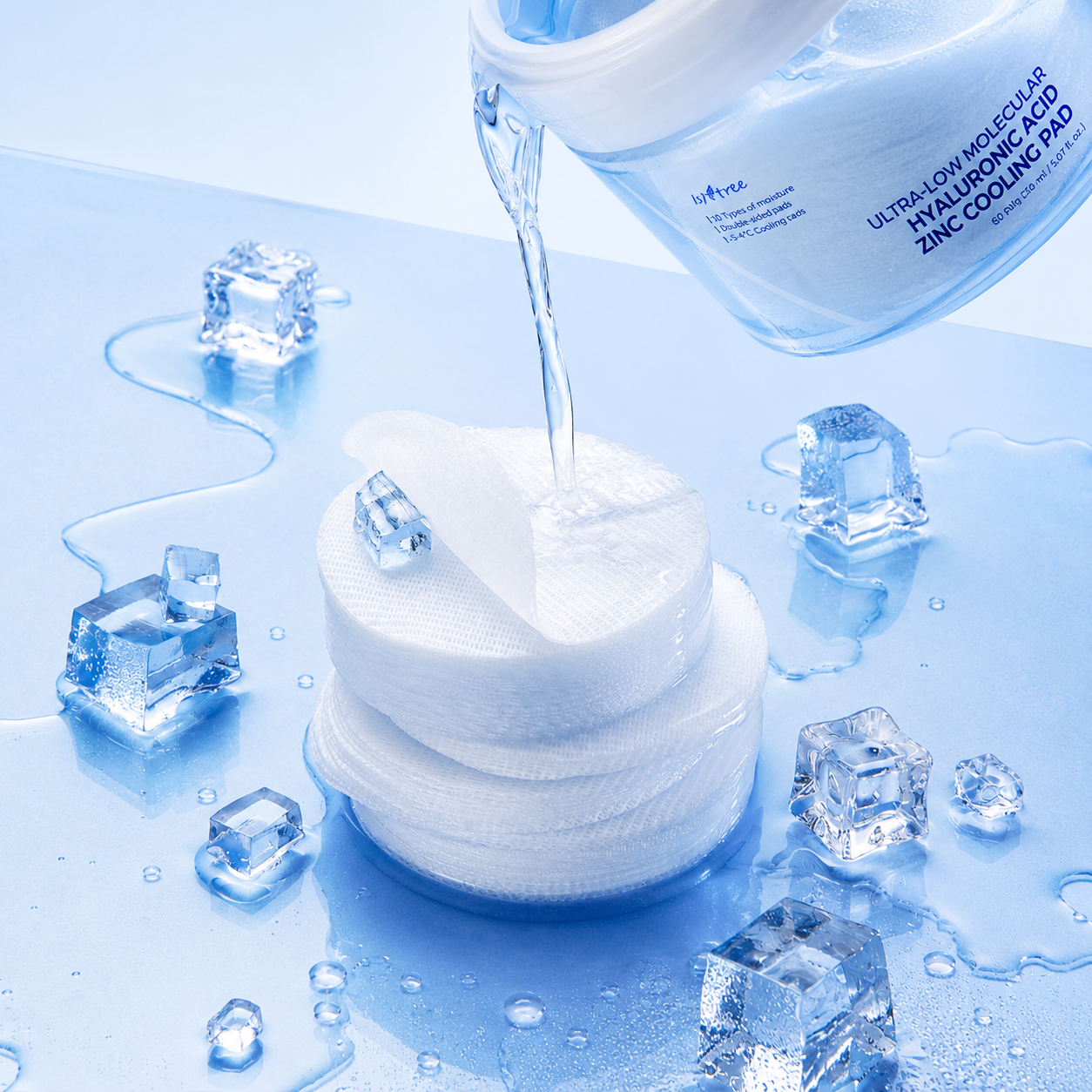 Isntree ultra-low molecular hyaluronic acid zinc cooling pads, 60 sheets
