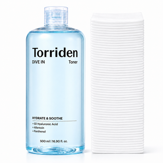 Torriden Dive-in Low Molecular Hyaluronic Acid Toner 500ml Special (60 cotton pads)