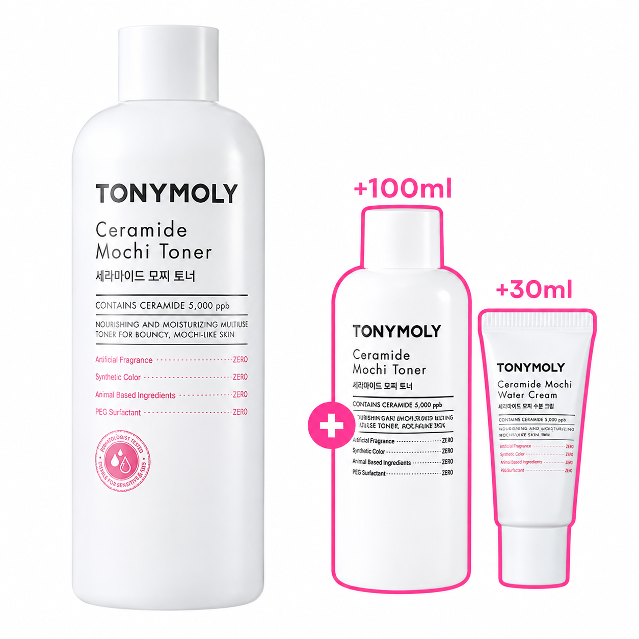 Tony Moly Wonder Ceramide Mochi Toner 500ml Special (+100ml + Cream 30ml)
