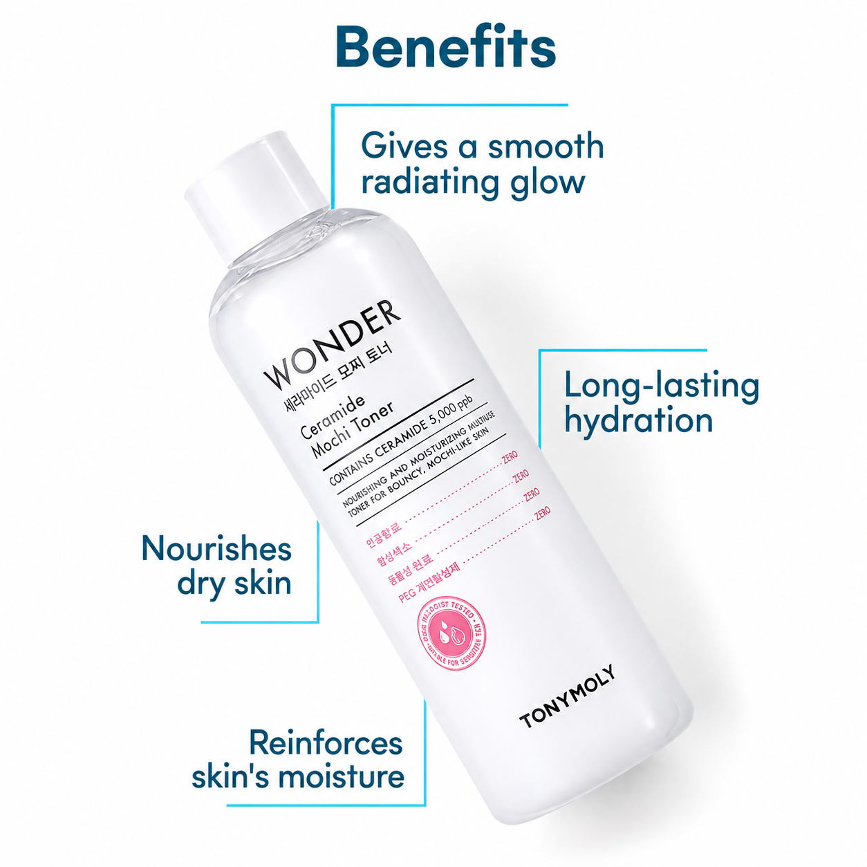 Tony Moly Wonder Ceramide Mochi Toner 500ml Special (+100ml + Cream 30ml)
