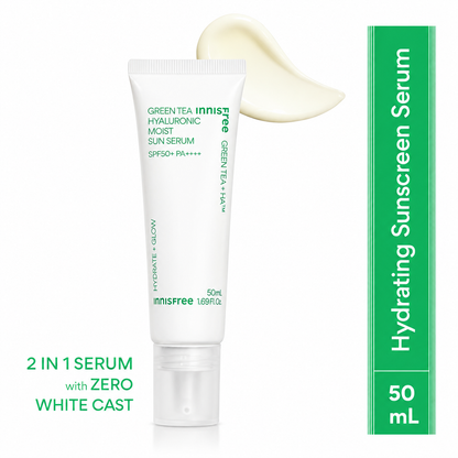 Innisfree Green Tea Hyaluronic Acid Calming Moisture Sun Serum 50ml 1+1