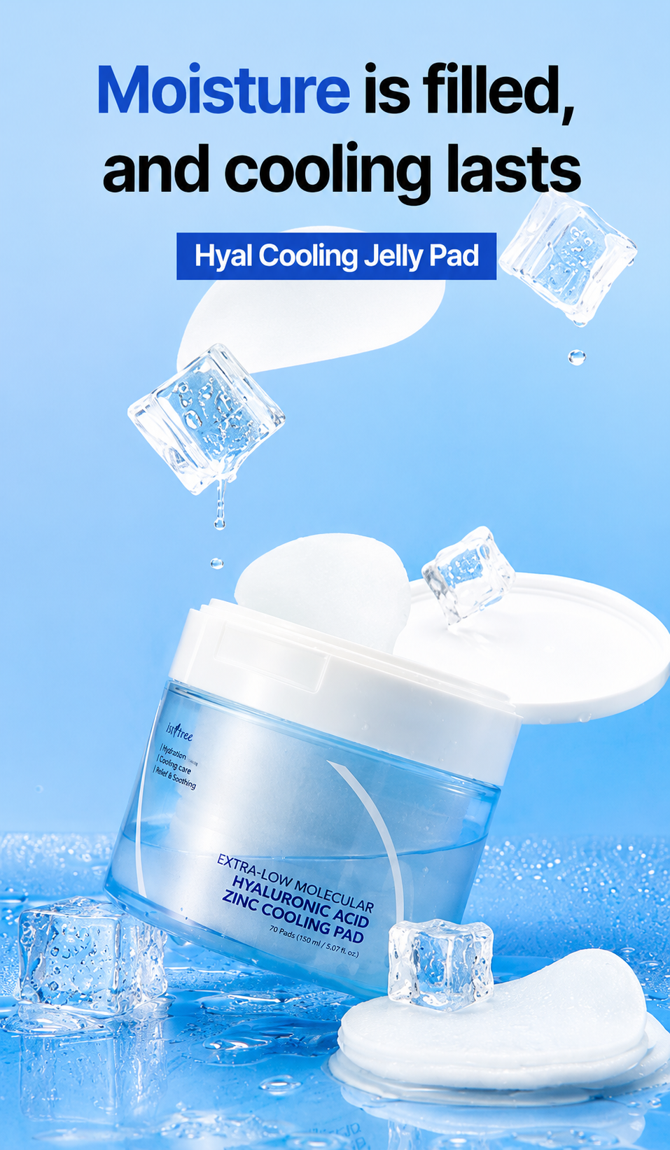 [NCT Jaemin PICK/Cooling Soothing] Isntree ultra-low molecular hyaluronic acid zinc cooling pads, 60 sheets
