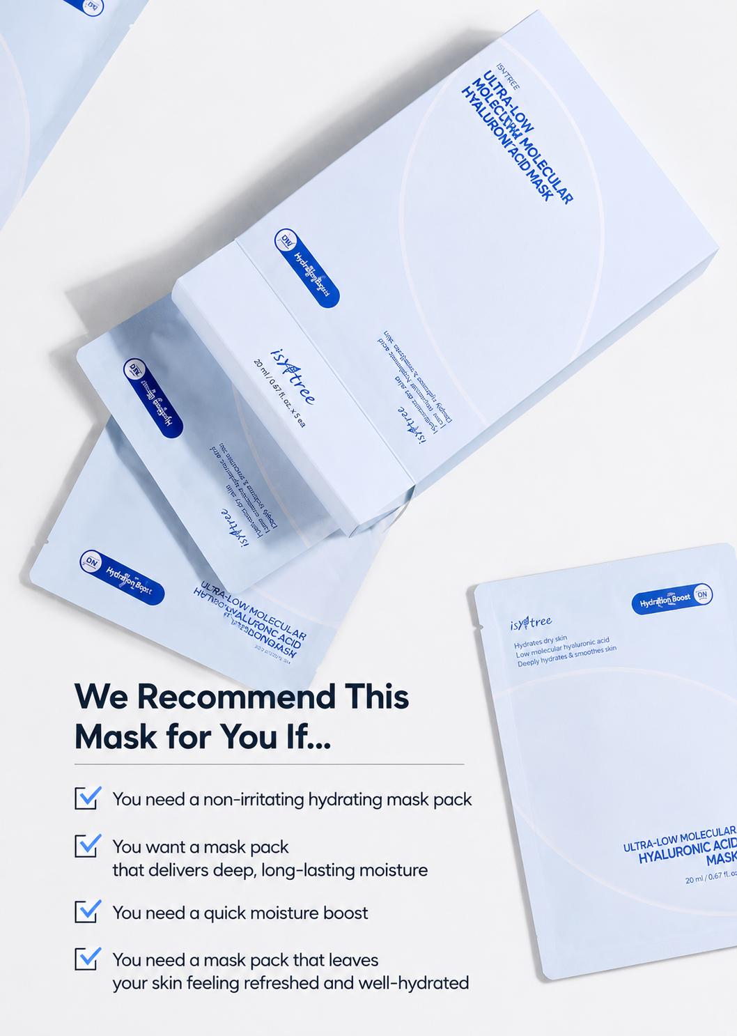 Isntree ultra-low molecule hyaluronic acid mask 10 sheets