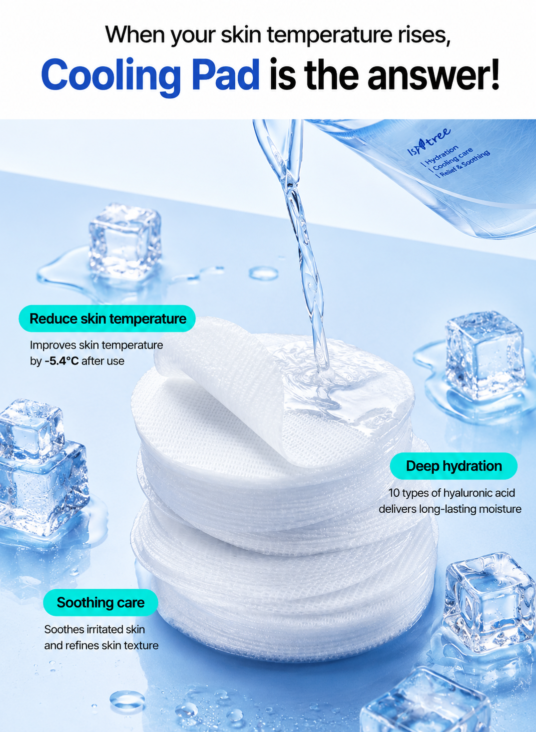 [NCT Jaemin PICK/Cooling Soothing] Isntree ultra-low molecular hyaluronic acid zinc cooling pads, 60 sheets