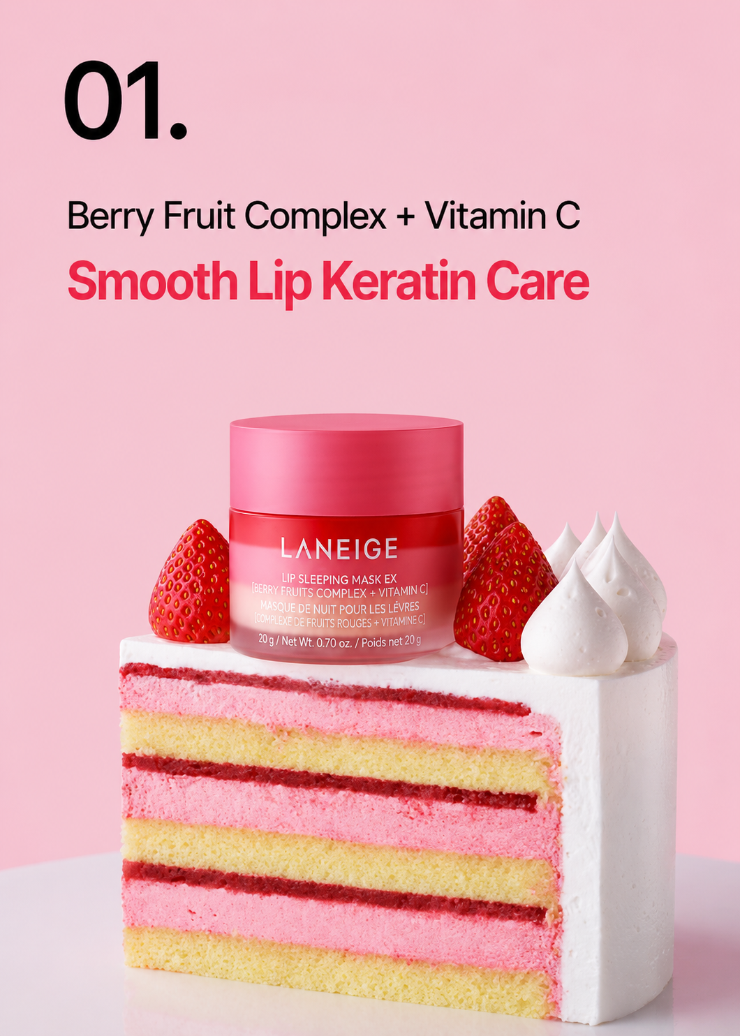 [Free 3 mini lip masks] Laneige Lip Sleeping Mask EX 20g Shortcake