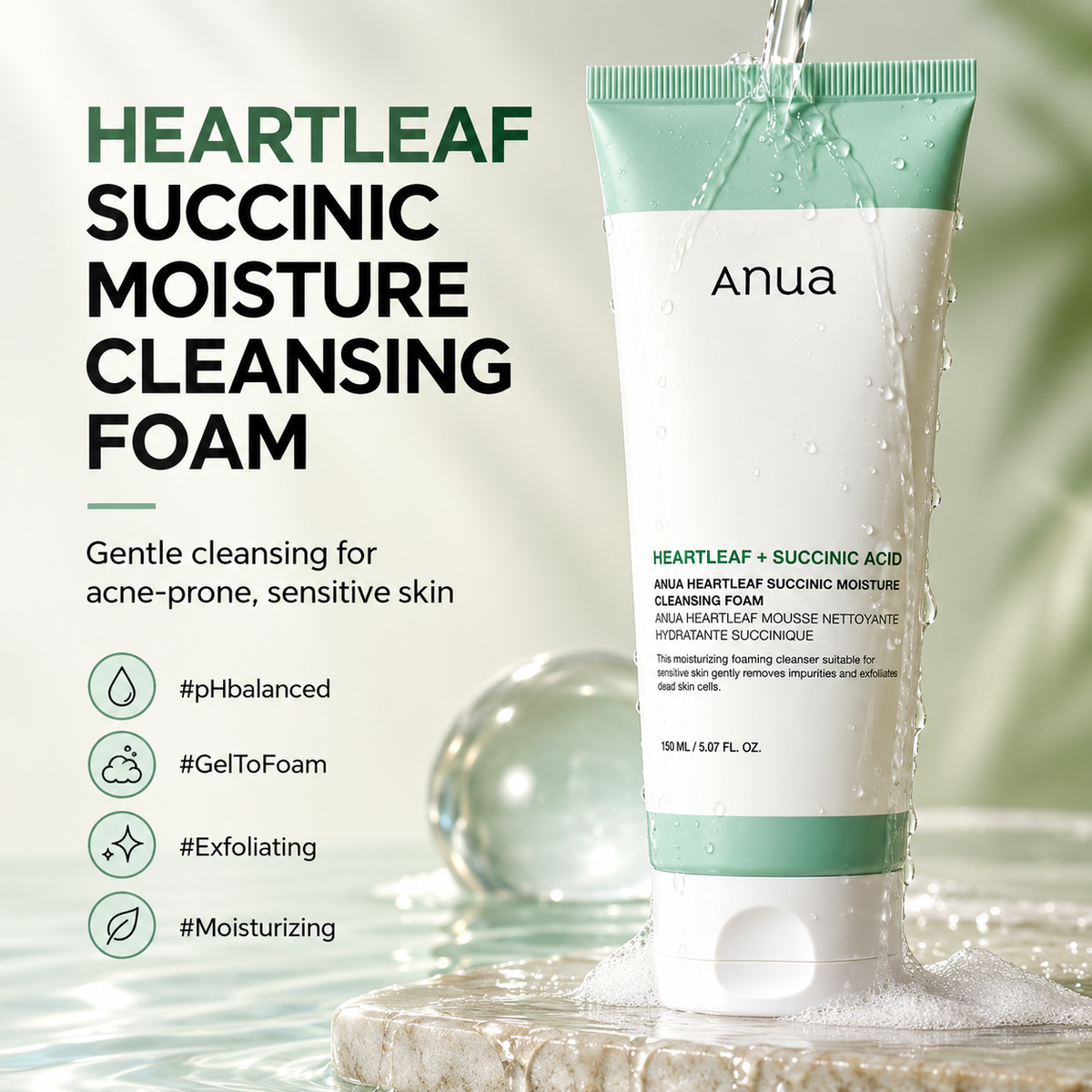 Anua Houttuynia cordata Succinic Moisture Cleansing Foam 150ml