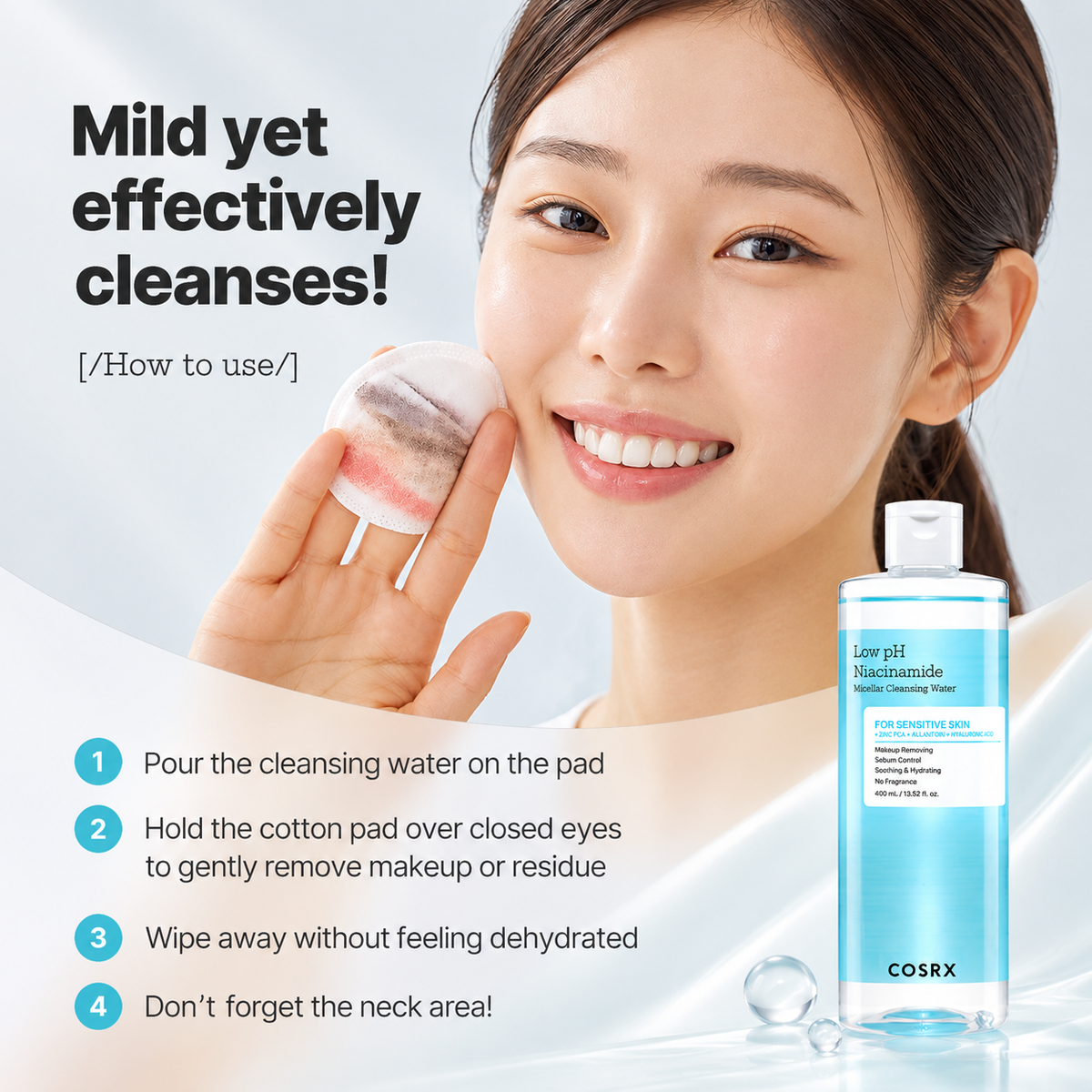 COSRX Mildly Acidic Niacinamide Micellar Cleansing Water 400ml 2 Pack Special