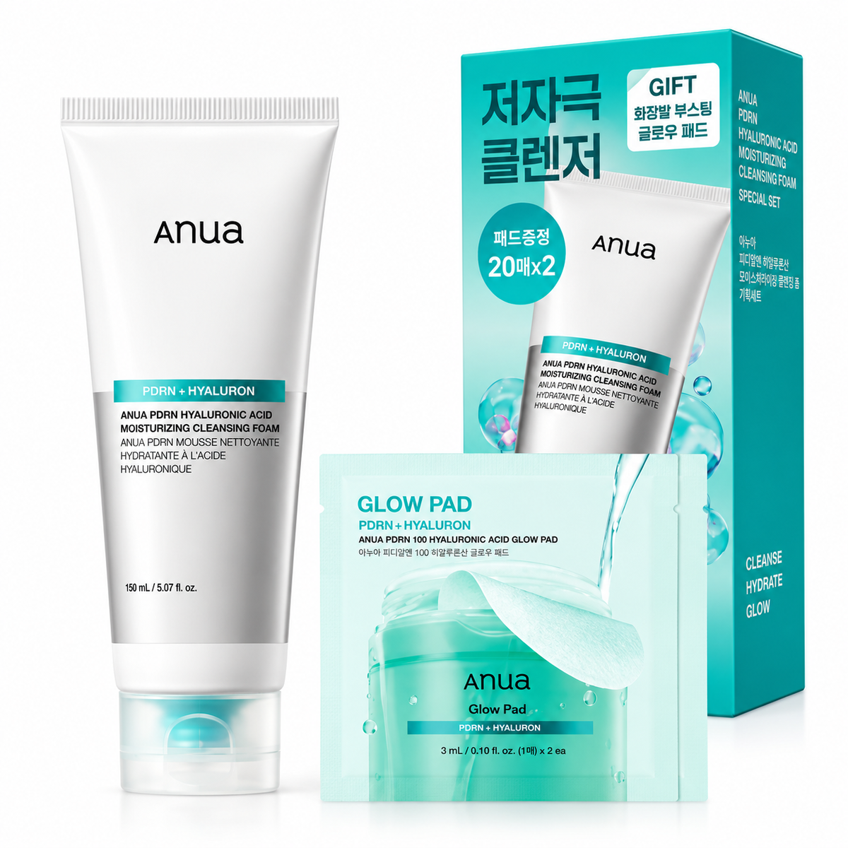 Anua PDN Hyaluronic Acid Moisture Cleansing Foam 150ml special (+ 2 PDN pads*2EA)