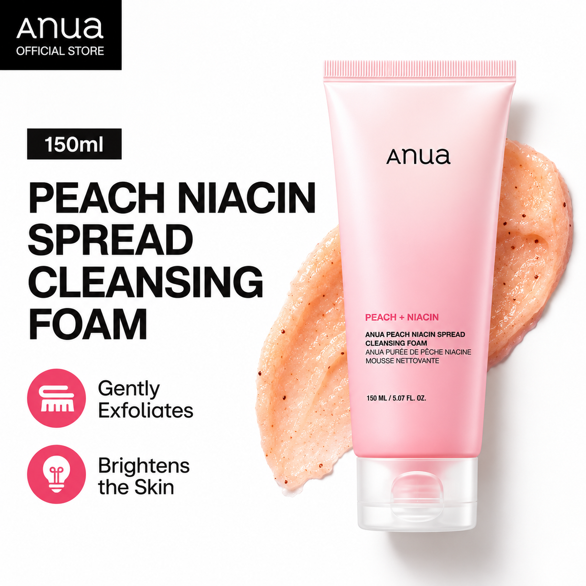 Anua Peach Niacin Spread Cleansing Foam 150ml
