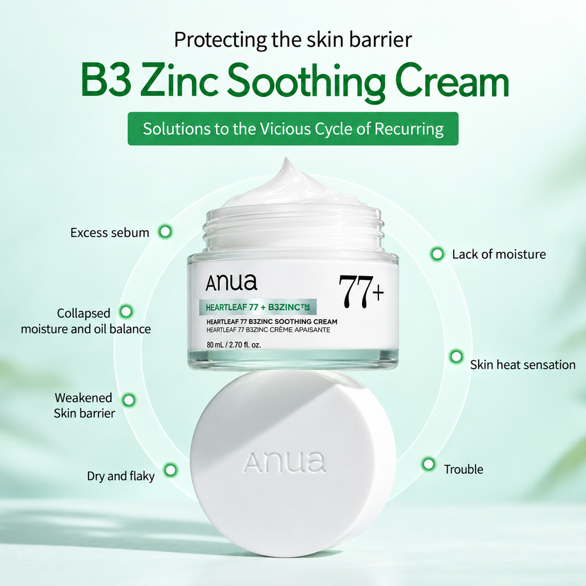 Anua Houttuynia cordata 77 B3 Zinc Soothing Cream 80ml