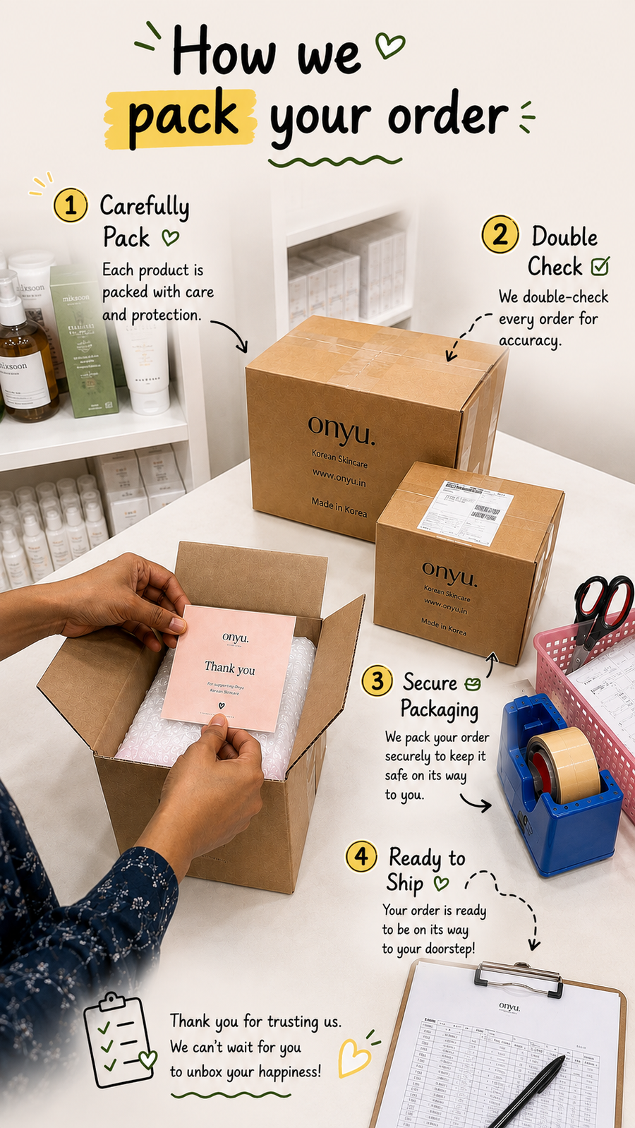 How Onyu packs your order